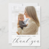 Simple Elegant One Photo Baby Shower Dankeskarte (Vorderseite)