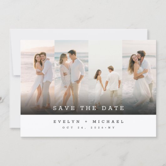 Simple Elegant Photo Collage Wedding Save The Date Einladung (Vorderseite)