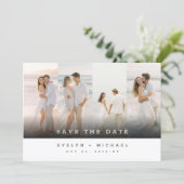 Simple Elegant Photo Collage Wedding Save The Date Einladung (Stehend Vorderseite)