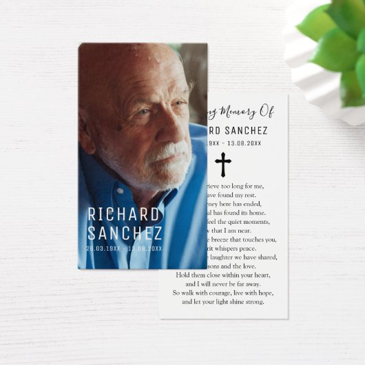Simple Elegant Photo Funeral Sympathy Prayer Cards (Schreibtisch)