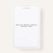 Simple elegant photo ID name tag Ausweis (Rückseite)