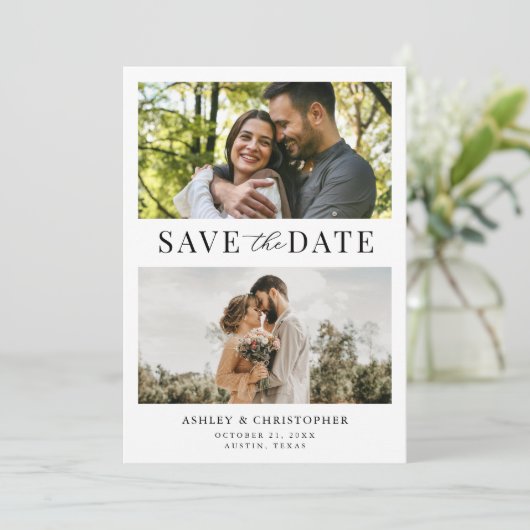 Simple Elegant Photo Wedding Save the Date (Stehend Vorderseite)