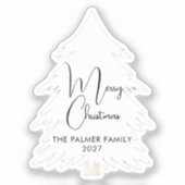 Simple Elegant Pine Tree Script Merry Christmas Aufkleber (Vorderseite)