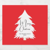 Simple Elegant Pine Tree Script Merry Christmas Schaumweinetikett (Einzelnes Label)