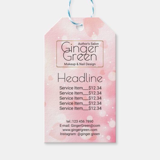 Simple Elegant Pink Bokeh Geschenkanhänger (Vorderseite)