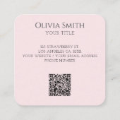 Simple Elegant Pink Bow QR Code Quadratische Visitenkarte (Rückseite)