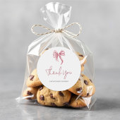 Simple Elegant Pink Girl Bow Baby Shower Runder Aufkleber