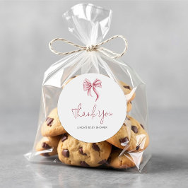 Simple Elegant Pink Girl Bow Baby Shower Runder Aufkleber