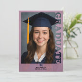 Simple Elegant Pink Photo Template Graduation Einladung (Stehend Vorderseite)
