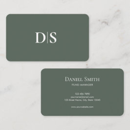 Simple Elegant Professionals Muted Green Initials Visitenkarte