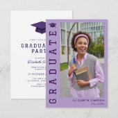 simple elegant purple graduation announcement  dankeskarte (Vorne/Hinten)