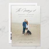 Simple Elegant QR Code Photo Destination Wedding Einladung (Vorne/Hinten)