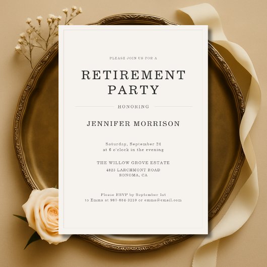 Simple Elegant Retirement Party Einladung