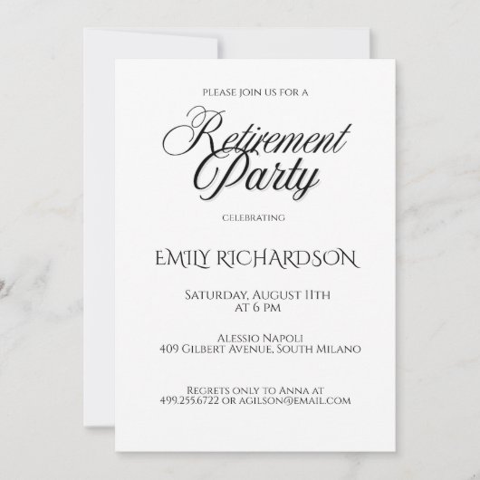 Simple Elegant Retirement Party Invitation Einladung (Vorderseite)