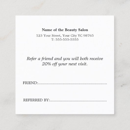 Simple Elegant Rose White Referral Card (Rückseite)