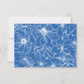 Simple Elegant Royal Blue Floral QR Code Wedding RSVP Karte (Rückseite)