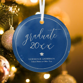 Simple Elegant Royal Blue Graduate 2024 Abschluss Ornament Aus Glas