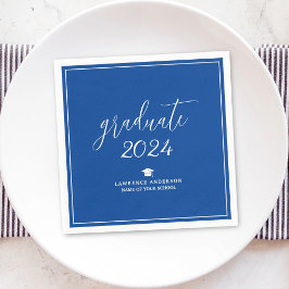 Simple Elegant Royal Blue Graduate 2024 Abschluss Serviette