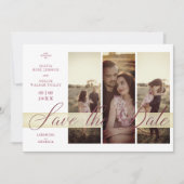 Simple Elegant Script 3 Photos Couple in Love Save The Date (Vorderseite)
