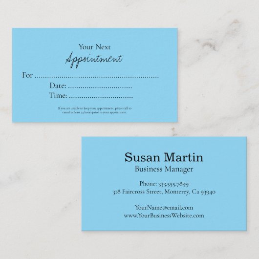 Simple Elegant Script Appointment Card Terminkarte (Vorne/Hinten)