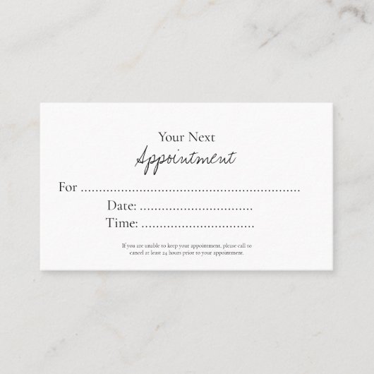 Simple Elegant Script Appointment Card Terminkarte (Vorderseite)