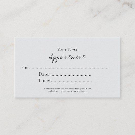 Simple Elegant Script Appointment Card Terminkarte (Vorderseite)