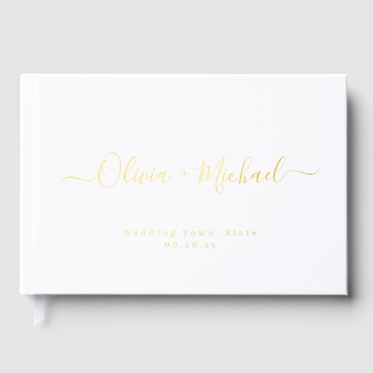 Simple elegant script couples name wedding gästebuch (Vorderseite)