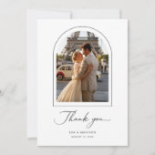 Simple Elegant Script Destination Wedding Photo Dankeskarte (Vorderseite)