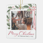 Simple Elegant Script Family Photo Merry Christmas Keramikornament (Links)