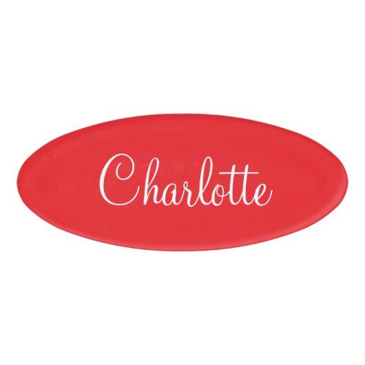Simple Elegant Script First Name Red Business Namenschild (Vorderseite)