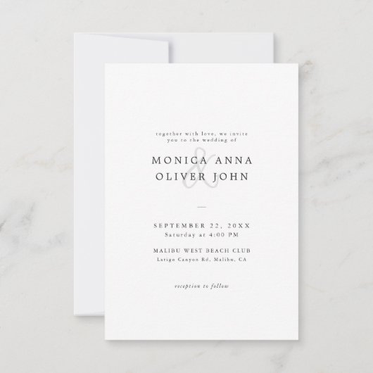 Simple Elegant Script Photo Budget Wedding Einladung (Rückseite)