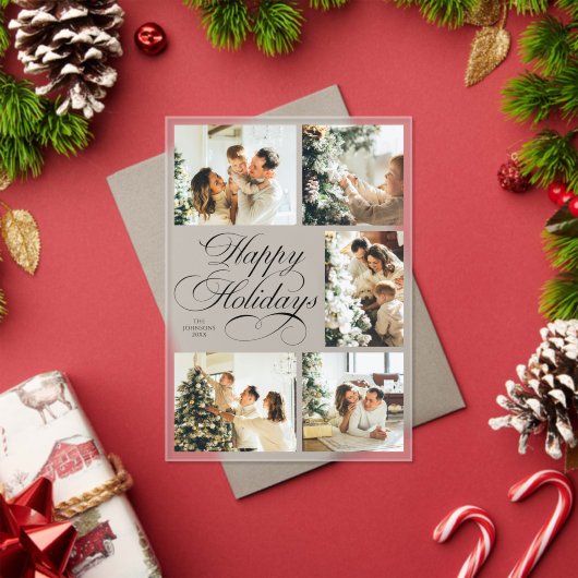 Simple Elegant Script Photo Collage Christmas Card Acryleinladungen (Insitu (Feiertag))
