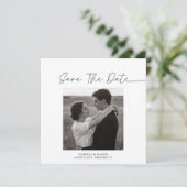 Simple Elegant Script Photo Text Wedding Save The Date (Stehend Vorderseite)