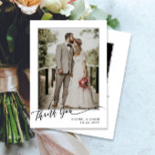 Simple Elegant Script Photo Wedding Dankeskarte