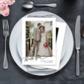 Simple Elegant Script Photo Wedding Dankeskarte