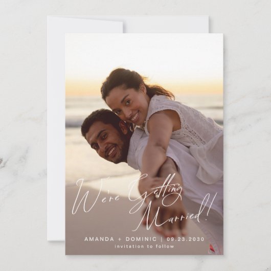 Simple Elegant Script We're Getting Married Photo  Save The Date (Vorderseite)
