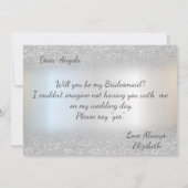 Simple Elegant Silver Glitzer Bokeh Bridesmaid Einladung (Rückseite)