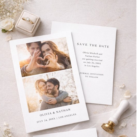 Simple Elegant Text and 2 Photos | Wedding Einladung