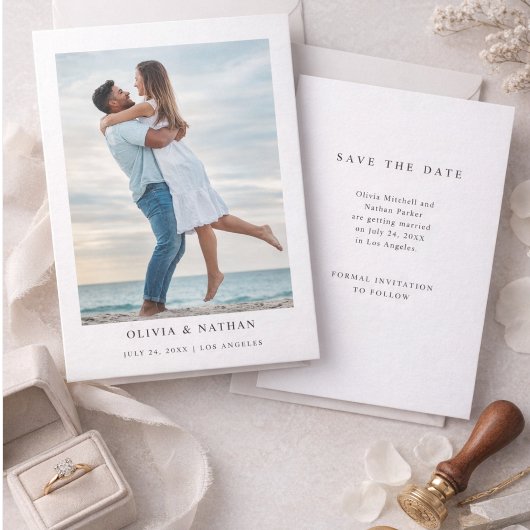 Simple Elegant Text and Photo | Wedding Save The Date