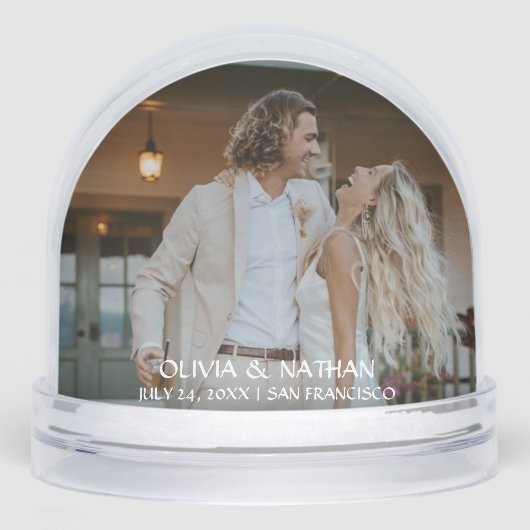 Simple Elegant Text and Photo | Wedding  Schneekugeln (Vorderseite)