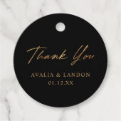 Simple Elegant Thank You Wedding Black Gold Geschenkanhänger (Vorderseite)