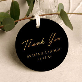 Simple Elegant Thank You Wedding Black Gold Geschenkanhänger