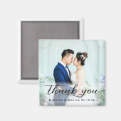 Simple Elegant Thank You Wedding Photo Magnet (Vorderseite/Rückseite)