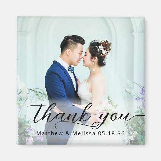 Simple Elegant Thank You Wedding Photo Magnet (Vorne)