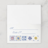 Simple Elegant Tiles Amalfi Coast Italy Wedding Platzkarte (Außenseite Aufgefaltet)