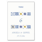 Simple Elegant Tiles Amalfi Coast Italy Wedding Tischnummer (Vorderseite)