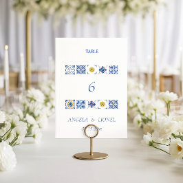 Simple Elegant Tiles Amalfi Coast Italy Wedding Tischnummer