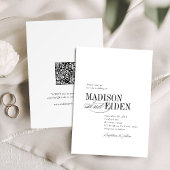 Simple Elegant Timeless Typography QR code Wedding Einladung