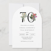 Simple Elegant Tropical 70th Birthday Einladung (Vorderseite)