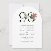 Simple Elegant Tropical 90th Birthday Einladung (Vorderseite)
